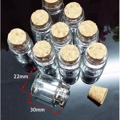  22x30mm 5ml Wholesale Small Clear Glass Cork Lid Glass Bottles Tiny Empty Vials   322430172003